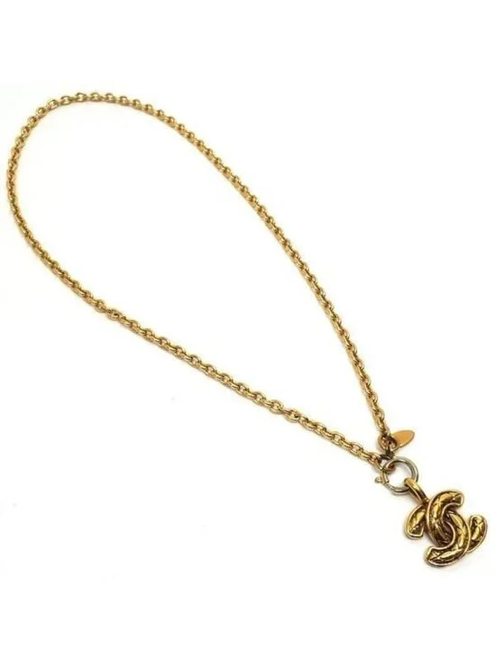 Chanel Necklace Metal Gold Cc Quilted - Picture 2 of 3